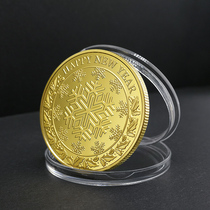 (Christmas Snowflake Coin) Christmas Eve Gift Coin Christmas Day Medal Gold and Silver Coin Childrens Tooth Fairy Coin