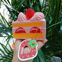 Slow rebound triangle strawberry slice cake pendant food play squishy decoration decompression toy gift