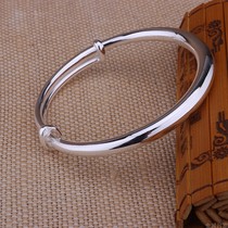 Sterling silver 9999 Silver Bracelet simple glossy push-pull buckle bracelet men and women telescopic fashion National style silver bracelet