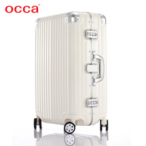  OCCA pure PC trolley case universal wheel female aluminum alloy corner suitcase metal lock suitcase Male consignment box