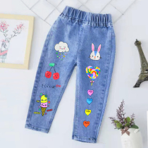 New spring autumn girl jeans Child long pants for children Fall long pants female baby in cotton slurred pants