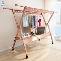 Aluminum alloy drying rack floor-to-ceiling folding indoor household clothes drying Rod bedroom balcony telescopic hanger drying quilt