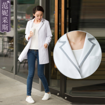 Korean skin management work clothes Gray collar edge medical beauty doctor clothes White coat Slim-fitting female embroidery artist semi-permanent