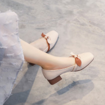 2022 Spring new coarse heels Fairy Wind High Heels Mary Rare Women Shoes Early Spring Shoes Style Grandma Single Shoes