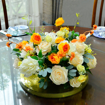 Hotel round table table flower set flower Flower fake flower living room hotel restaurant turntable middle table top decoration floral ornaments