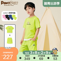 Pawn Paw Cartoon Little Bear Boy Clothing 2022 Summer Men And Women Short Sleeve Shorts Suit Letter Fashion Sport