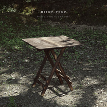 Make Old Folding Real Wood Square Table Photography Background Old Breaking Table Retro Static Objects Round Table Food Photo props Antique Park Countryside Chronological Garden Swing planks of wood Dark Wind Old Wooden Planks