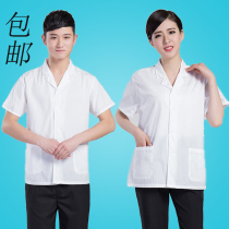 Its true that chef clothes thin summer clothes food factory mens and womens overalls white short-sleeved overalls breathable