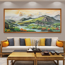 Original hand-painted landscape oil painting new Chinese style Chinese style living room custom high-end villa office hand-hung painting