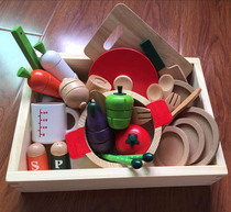 Childrens kitchen cut fruit toys magnetic fruit vegetables cut to see wooden house Chile wooden box