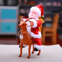 Electric music Santa Claus riding elk electric doll childrens toy gift Christmas decoration Christmas gift