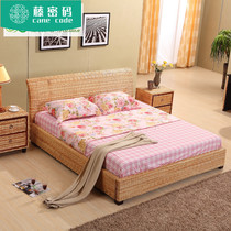Hotel master bed 1 8 m double bed Indonesian rattan bed rattan bed rattan bed Vine Furniture bed rattan bed TD