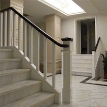 One-step staircase Beech log handrail Beech log square column