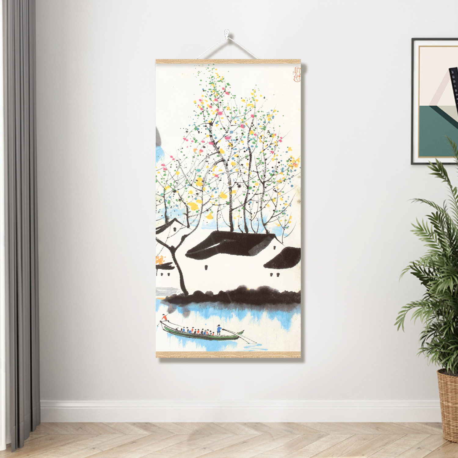 吴冠中 山水画 江南風景 掛軸 横幅 水墨画 中国美術 風景画 壁掛け 和室装飾 吴冠中艺术挂画-吴冠中艺术挂画促销价格、吴冠中艺术挂画品牌- 淘宝