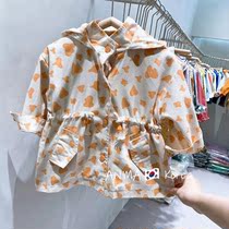 High-end Korean childrens windbreaker 2021 autumn dress foreign style boys and girls foreign style cute print casual coat tide