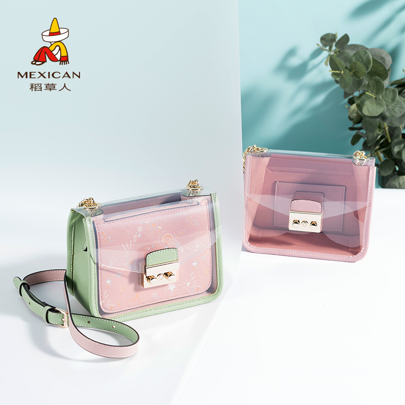 Scarecrow handbags shoulder messenger bag wild jelly package 2018 new fairy summer transparent ladies small bag