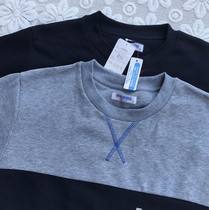 Foreign trade day single round neck pullover chest color patch home jacket long sleeve top in thin fleece pajama top mens spring simple