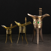 Antique stainless Cup father Xin Jue ancient wine cup wedding props art home furnishings wine bottle props