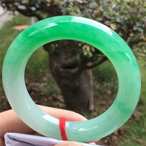Natural ice seed jade bracelet green Burma A goods Emperor green floating flower round jade bracelet childrens jade bracelet