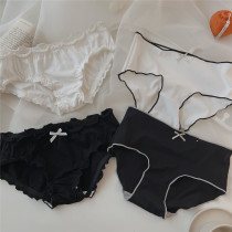 4 2022 pure cotton ice wire underwear girl low low waist simple black and white breathable girl triangle underwear