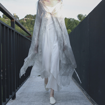 Ashes homemade Zen disc button clouds dyed with hair - dyed shawl