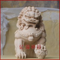 Man-made Sandstone Sculpture sculpture relief indoor and outdoor lucky feng shui lion courtyard door ornaments sculpture a pair