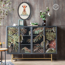 American wrought iron porch cabinet industrial wind into the home side cabinet carved homestay living room painted decorative cabinet against the wall cabinet