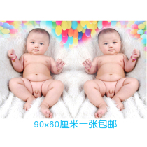 Bare-ass doll painting twins Photo wall Stickers Baby Prenatal education Male baby poster wall stickers for pregnant children