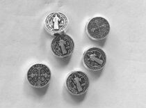  Saint Benedicts middle straight hole holy card on the Rosary bracelet