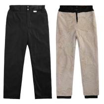 Winter leather cotton pants idle male outside wearing leather hair integrated pants in old age living face cashmere cashmere thickened wool