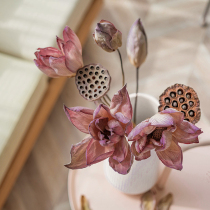 Home dried flower lotus real lotus bouquet ornaments Zen all natural lotus flower arrangement living room desktop decoration shooting