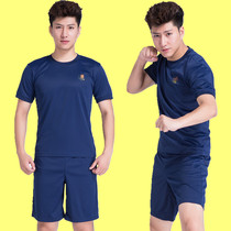 Flame blue fire physical training suit Short sleeve physical training suit Summer shorts Loose T-shirt mens suit