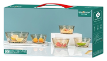 High-end Tea Color Crystal Bowl Amber Glass Bowl Five Sets Salad Bowl Suit Pin Insurance Bank Gift Suit
