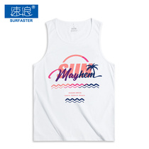 New vest mens sleeveless simple printing trend tourism seaside holiday wearing beach personality couple suit