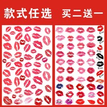 All red lip print red lip tattoo stickers mobile face stickers custom stickers custom stickers sports face stickers