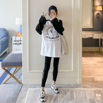 Lisa tide mother maternity spring dress new 2021 Korean fashion loose letter printing color long T-shirt