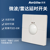 Olet Microwave Induction Switch 86 Type Human Sensing Switch Panel Infrared Sensing Switch 220V Two Lines Adjustable