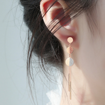 18K tassel earrings 2021 new fashion niche design sense of high-end drop earrings femininity long color gold earrings