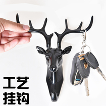Nordic antler hook American home decoration adhesive hook wall hanging non-perforated personality deer head wall key holder