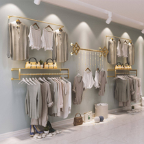 Golden clothing store mens and womens childrens clothing wall display stand creative wall-mounted wall shelf combination hanging clothes shelf