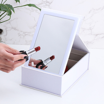 Storage Box LED folding makeup mirror desktop mirror student dormitory table mirror portable luminous mirror girl dressing