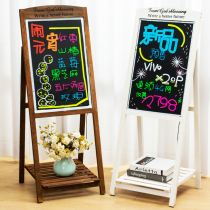 Solid Wood blackboard flower stand fluorescent plate led color luminous shop door milk tea nail art bar catering clothing Flower Shop Cafe commercial handwritten charging integrated promotion vertical Billboard