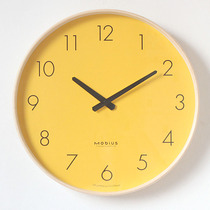 Nordic log quartz clock wall clock living room mute household simple creative wall clock fashion ins yellow clock