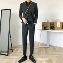  Suit suit mens three-piece suit slim Korean version of the trend groom wedding suit British style casual handsome formal suit