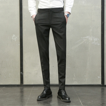 Korean version trousers mens black youth slim small feet business casual pants formal British mens sense of falling suit pants