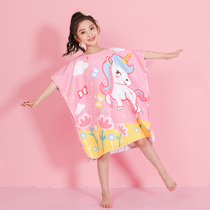 Childrens Bathrobe Girls Boys Swimming Toilet Dry Dry-Suction Closet with Hat Baby Baby Bath Beach Towels
