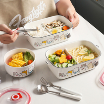 Ceramic lunch box lunch box for office workers lunch box students can be heated by microwave oven and sealed cute Japanese style