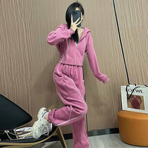 Sandro Mocoloni Sport Leisure suit women 2022 spring autumn new pink cardio-shirtresses Two sets