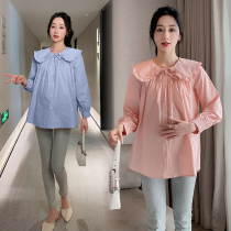 2022 New Pregnant Womens Spring Clothing Suit Fashion style Loose Big Code Shirt Spring Autumn spring Long sleeves Pure cotton
