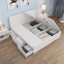 Tatami bed Small apartment Single box bed Multi-function storage bed with drawer bed Double high box solid wood storage bed